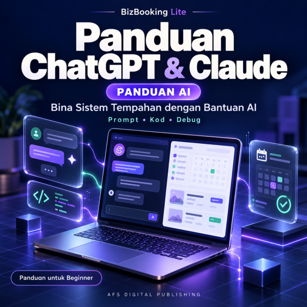 Kulit eBook BizBooking Lite — Panduan ChatGPT & Claude untuk membina sistem tempahan dengan bantuan AI