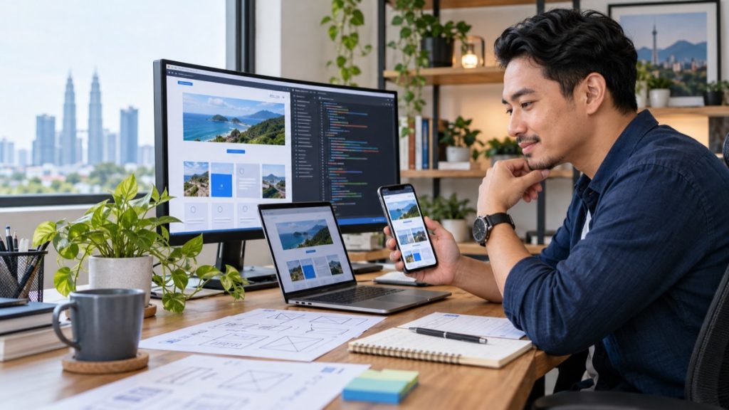 workflow bina website dengan ai upload